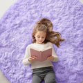OLANLY Light Purple Round Rugs for Bedroom - Machine Washable, 5 ft Circle Area Rugs for Living Room, Soft and Fluffy Shaggy Carpet for Teen Girls and Boys, Nursery Rooms, Dorms, Home Decor Aesthetic