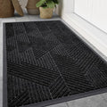 Smiry Front Door Mat Outside Entrance, Heavy Duty Sturdy Natural Rubber Doormat, Trap Dirt and Moisture, Easy Clean Low Profile Welcome Floor Mats for Indoor Outdoor Entry, 47x23 Inch, Black
