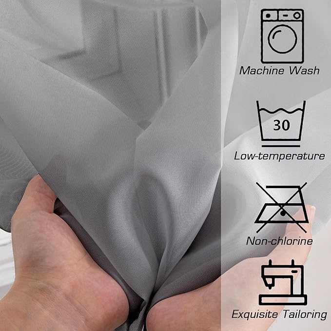 OWENIE Grey Sheer Curtains, Sheer Curtains 78 inches Long 2 Panels Set, Rod Pocket Voile Fimly Gray Drapes for Living Room/Bedroom, 2pcs, Each 42" W x 78" L