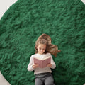 OLANLY Dark Green Round Rugs for Bedroom - Machine Washable, 7 ft Circle Area Rugs for Living Room, Soft and Fluffy Shaggy Carpet for Teen Girls and Boys, Nursery Rooms, Dorms, Home Decor Aesthetic