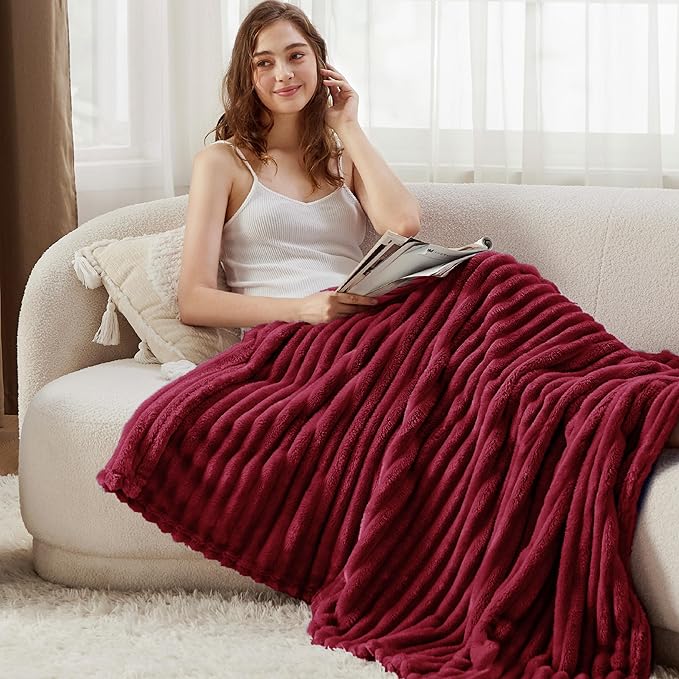 Bedsure GentleSoft Red Fleece Blanket for Couch - Cozy Soft Blankets for Women, Cute Small Throws for Girls, 50x70 Inches