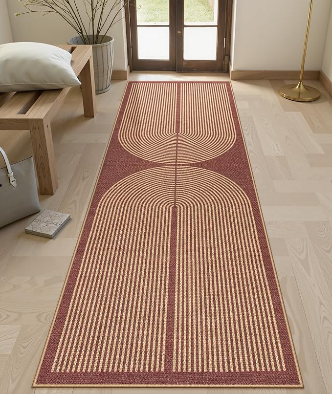 Lahome Enfys Modern Rainbow Easy Jute Entryway Runner Rug, Washable Indoor Outdoor Carpet Runners for Hallway 8ft, Farmhouse Non Slip Non Shedding Kitchen Mats for Floor Porch Laundry Room