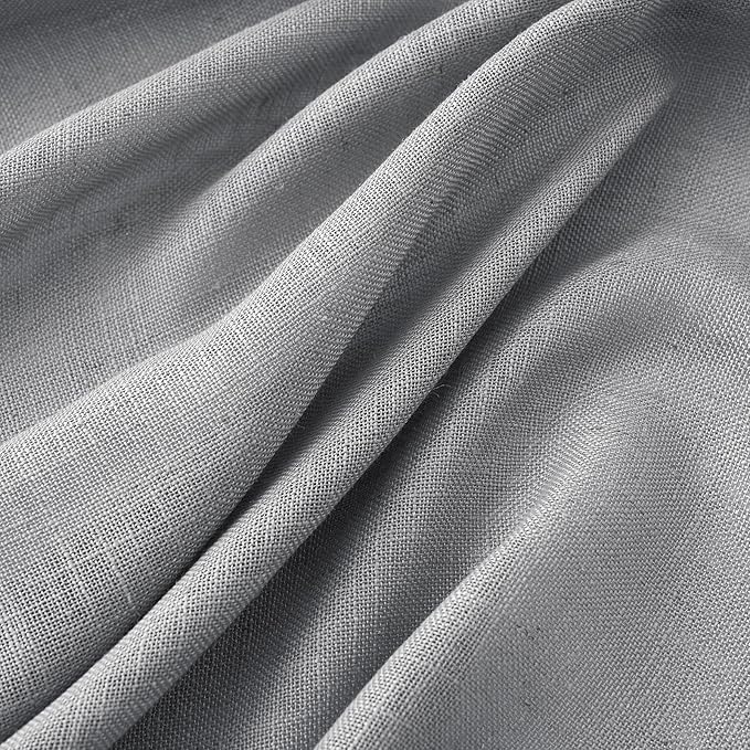 MIULEE Grey Linen Curtains 84 Inch Length for Bedroom Living Room, Soft Thick Linen Textured Window Drapes Gray Semi Sheer Light Filtering Back Tab Rod Pocket Burlap Look Decor, 2 Panels