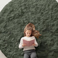 OLANLY Olive Green Round Rugs for Bedroom - Machine Washable, 7 ft Circle Area Rugs for Living Room, Soft and Fluffy Shaggy Carpet for Teen Girl and Boys, Nursery Rooms, Dorms, Home Decor Aesthetic