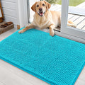 OLANLY Dog Door Mat for Muddy Paws 35x24, Absorbs Moisture and Dirt, Absorbent Non-Slip Washable Doormat, Quick Dry Chenille Mud Mat for Dogs, Entry Indoor Entryway Carpet for Inside Floor, Aqua Blue