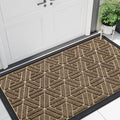 Smiry Front Door Mat Outside Entrance, Heavy Duty Sturdy Natural Rubber Doormat, Trap Dirt and Moisture, Easy Clean Low Profile Mats for Indoor Outdoor Entry, Grid Geometric (47x23, Brown)