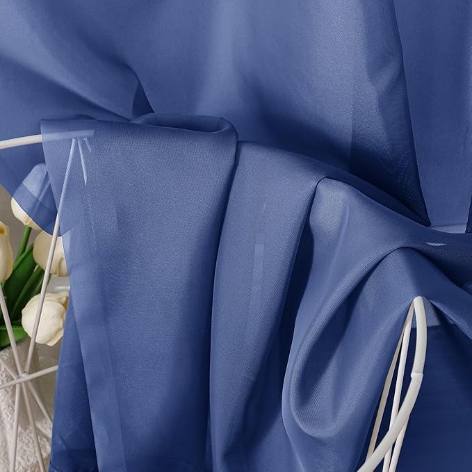 OVZME Royal Blue Sheer Curtains 84 Inches Long 2 Panels - Soft Light Filtering Window Sheer Panels for Living Room/Bedroom, Top Dual Rod Pocket, 1 Pair, Each 42Wx84L Inches