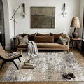 PureCozy 4x6 Abstract Area Rug Brown Washable Modern Neutral Office Carpet Non Slip Ultra Soft Indoor Entry Low Pile Small Door Mat Bedroom Contemporary Throw Rug for Kitchen Laundry Dinging Room