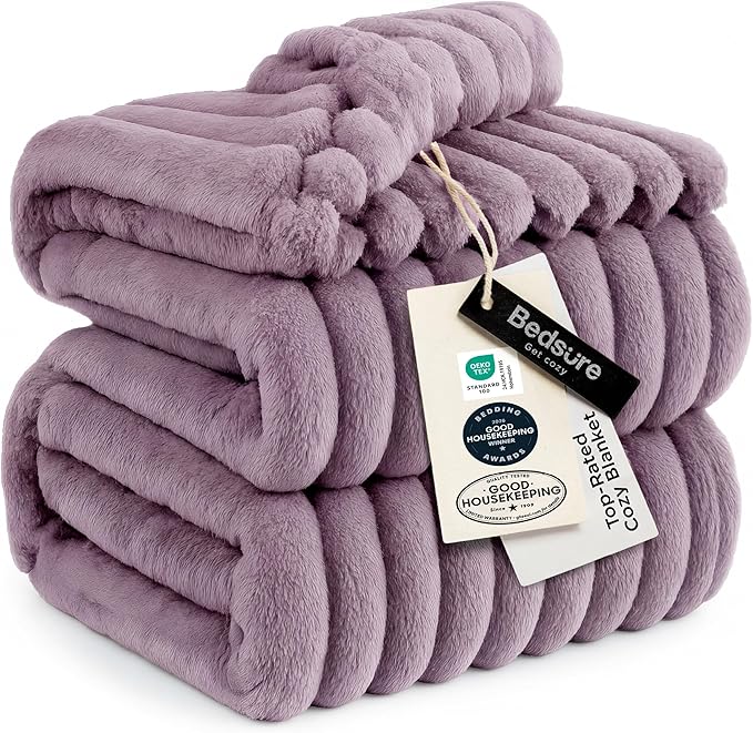 Bedsure GentleSoft Light Purple Fleece Blanket for Couch - Cozy Soft Blankets for Women, Cute Small Throws for Girls, 90x90 Inches