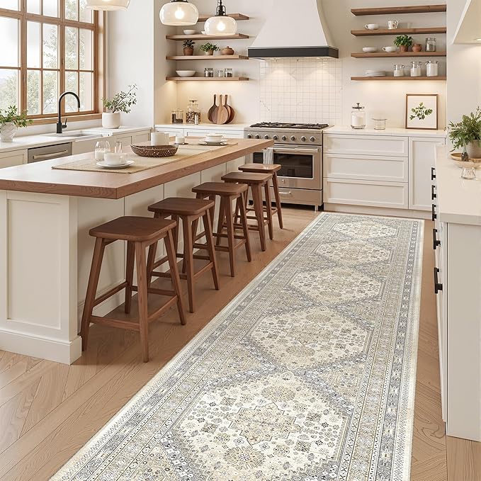 zesthome Washable Runner Rug 2.5x16 - Stain Resistant Entryway Rug,Ultra-Thin Kitchen Rugs, Anti Slip Backing Runner Rugs for Entrance Laundry Room Indoor Hallway (Beige,2.5'x16')