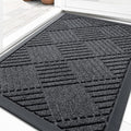 OLANLY Front Door Mat Outside Entrance 35x23, Absorbent, Heavy Duty Sturdy Natural Rubber Doormat Indoor Outdoor, Stain Fade Resistant, Non-Slip Low Profile Floor Mat for Entryway, Black Gray Diamond
