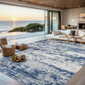 Area Rugs 10x12 Living Room - Washable Rug Modern Abstract Soft Large Neutral Non-Slip Carpet Indoor Floor Thin Carpets for Bedroom Dining Room Farmhouse Nursery Home Office Blue Gray