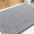 OLANLY Dog Door Mat for Muddy Paws 32x20, Absorbs Moisture and Dirt, Absorbent Non-Slip Washable Doormat, Quick Dry Chenille Mud Mat for Dogs, Entry Indoor Entryway Carpet for Inside Floor, Light Grey