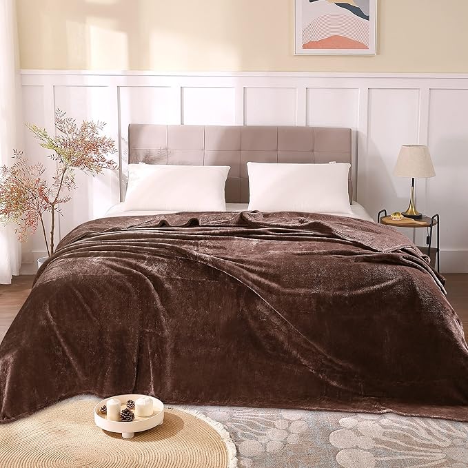 BEDELITE Fleece Blankets Queen Size Brown Throw Blankets for Bed, Luxury Plush Cozy Fuzzy Blanket 90x90 inches, Super Soft Warm Lightweight Throw Blanket All Seasons Suitable