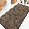 OLANLY Front Door Mat Indoor Outdoor Entrance, Waterproof All-Season, All-Weather Doormat, Sturdy Natural Rubber, Low Profile, Easy Clean Patio Porch Entryway Mat, Herringbone Brick (Brown, 47x23)