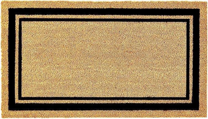 KANKUN Coco Coir Door Mat with Heavy Duty Backing, Welcome Doormat (17" x 30"), Doormat Entrance (Border)