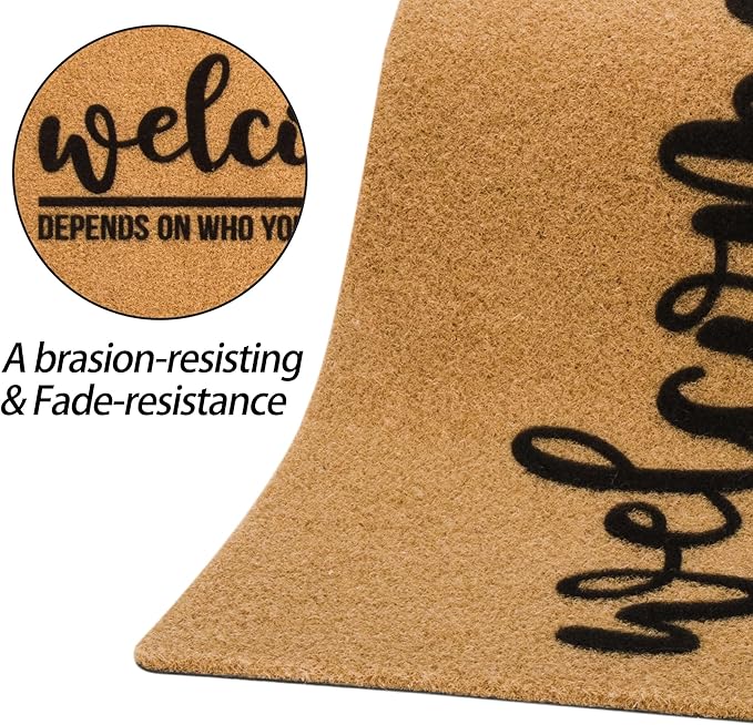 Eohak Welcome-Ish Front Door Mat - Welcome-Ish Depends Who You are Doormat Non Slip Backing Mat for Home Entry Farmhouse（17"x 29" ）