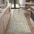 Madane Washable Runner Rug - 2x6 Rug Runners for Hallways 6 Feet Non Slip Vintage Kitchen Runner Rug Ultra-Thin Bathroom Runner Rugs Carpet Laundry Room Bedroom (2x6ft, Green/Gold)
