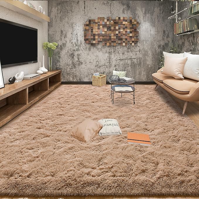Tepook Area Rugs 10x14 for Living Room, Super Soft Fluffy Rugs for Bedroom, Modern Shaggy Rug Fuzzy Carpets for Kids, Plush Indoor Nursery Home Decor Rug with Non-Slip Bottom, Beige