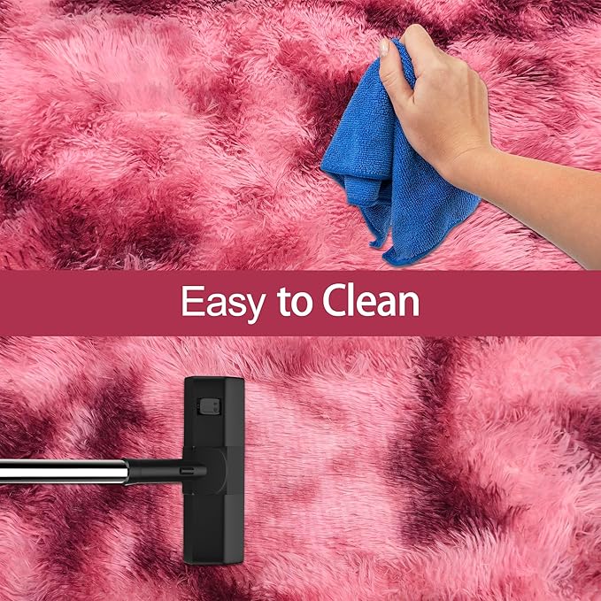 Tie-Dyed Red 2x6 Machine Washable Runner Rugs for Hallway Soft Fluffy Shaggy Bedside Rugs for Bedroom Living Room Indoor Floor Carpet for Kids Girls and Boys Nursery Rooms Home Decor Aesthetic