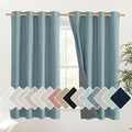 NICETOWN 100% Absolutely Blackout Linen Curtains with Thermal Insulated Liner, Skylark Blue, 52" Wide, 45" Length Energy Saving Curtains for Living Room 2 Panels Set, Vertical Blinds