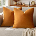 GIGIZAZA Decorative Couch Throw Pillow Covers,Set of 2 Orange Square Pillow Cushion Covers 22x22,Pillow Cases Velvet Pillow Covers