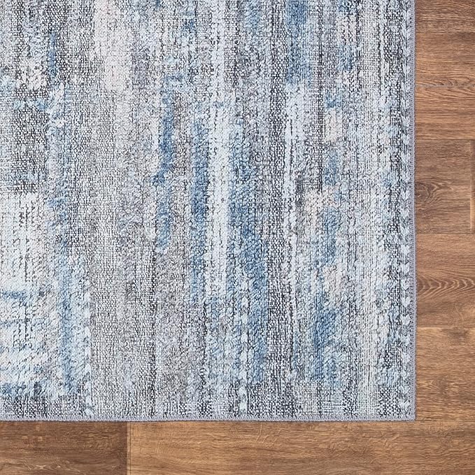 Area Rug 2x3 ft Gray Polyester Machine Washable Non-Slip