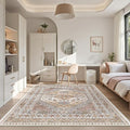 6x9 Area Rugs for Living Room,Soft Low Pile Indoor Washable Rugs for Bedroom, Non-Slip Backing Vintage Large Area Rug, Printed Vintage Floral Carpet(Orange,6'x9')
