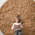 OLANLY Khaki Round Rugs for Bedroom - Machine Washable, 8 ft Circle Area Rugs for Living Room, Soft and Fluffy Shaggy Carpet for Teen Girl and Boys, Nursery Rooms, Dorms, Home Decor Aesthetic