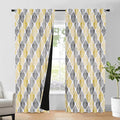 Beauoop 100% Blackout Curtains 84 Inches Long 2 Panels for Bedroom Living Room Yellow Grey Moroccan Geo Room Darkening Thermal Insulated Soundproof Rod Pocket Back Tab Window Treatments Drapes, 50x84