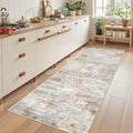 Kitchen Runner Rug Non Slip - 2.5 x 8 Runners for Hallways, Entryway, Bedroom, Washable Runner Rugs for Bathroom, Laundry Room, Low Pile Soft Vintage Area Rug(2.5'x8', Grey/Rust)