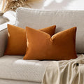 GIGIZAZA 12x20 Dark Burnt Orange Pillow Covers Velvet Lumbar Pillow Decorative Throw Pillows Couch Sofa Covers Bedroom Set of 2