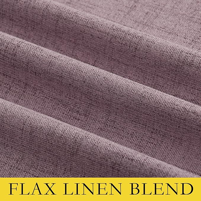 NICETOWN Chaise Mauve Vintage Linen 100% Blackout Curtains for Living Room, Thermal Insulated Curtains 108“ Long, Noise Reducing Window Treatment Drapes for Home Office, 62" Wide Per Panel, Set of 2