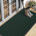 Smiry Front Door Mat Outside Entrance, Heavy Duty Natural Rubber Doormat, Non Slip, Trap Dirt and Moisture, Easy Clean, Low Profile Welcome Floor Mats for Indoor Outdoor Entry, 71x23 Inch, Black Green