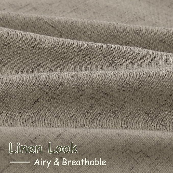 Mocha Linen Curtains 90 Inch Length 2 Panels Set for Living Room Rod Pocket Back Tab Window Drapes Light Filtering Modern Farmhouse Curtain 90 Inches Long for Dining Room Bedroom Nursery 52x90