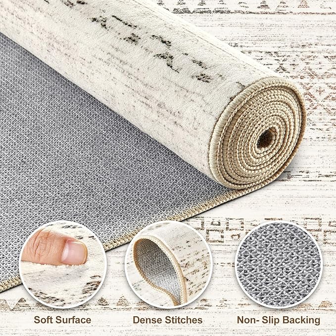 Nakagishi 10x12 Area Rug Living Room: Washable Boho Large Neutral Modern Soft Stain Resistant Farmhouse Indoor Floor Rug Non Slip Accent Carpet for Bedroom Nursery Kids Playroom Office- Colorful
