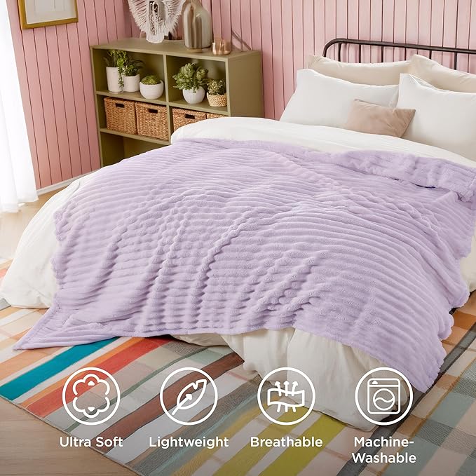 Bedsure GentleSoft Lavender Fog Fleece Blanket for Couch - Super Soft Cozy King Blankets for Women, Cute Small Blanket for Girls, 108x90 Inches