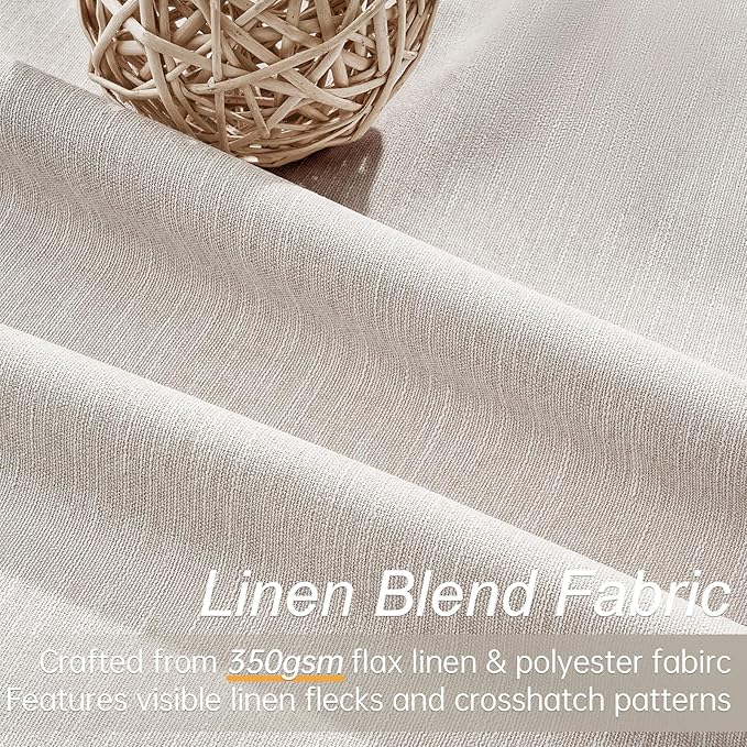 94 Inch Long Sun Blocking Curtains with Hooks Linen Blend,Custom Made Blackout Drapes for Tall Window,Pinch Pleat for Traverse Rods Floor to Ceiling Track 52 Wide 2 Pack Oatmeal Beige