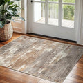 2x3 Washable Entryway Area Rug: Modern Abstract Small Runner Rug for Hallway Soft Non Slip Door Mat with Rubber Backing Low Pile Thin Floor Carpet for Kitchen Bathroom Bedroom Indoor(Brown/Brick,2x3)
