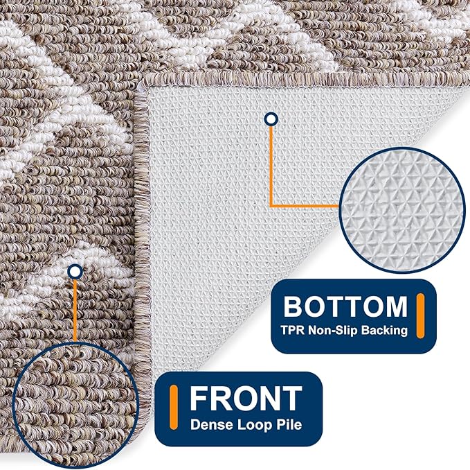 OLANLY Front Door Mat, Non-Slip Rubber Backing, Dirt Resistant and Absorbent, Washable, Easy to Clean Low-Profile Indoor Doormat for Back Door, Entryway, Inside Entrance, 71x47, Khaki