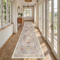 Hallway Runner Rug 2x12, Extra Long Washable Runner Rugs with Rubber Backing, Non Slip Runner, Vintage Rug Runners for Kitchen Laundry Room Entryway (Orange,2'x12')