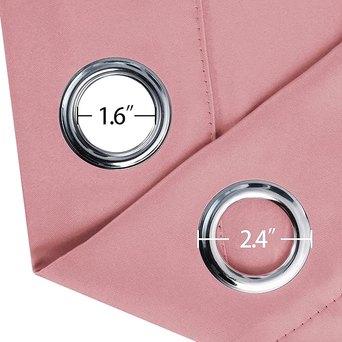 LEMOMO Pink Blackout Curtains/42 x 84 Inch/Set of Two Panels Grommet Bedroom Curtains