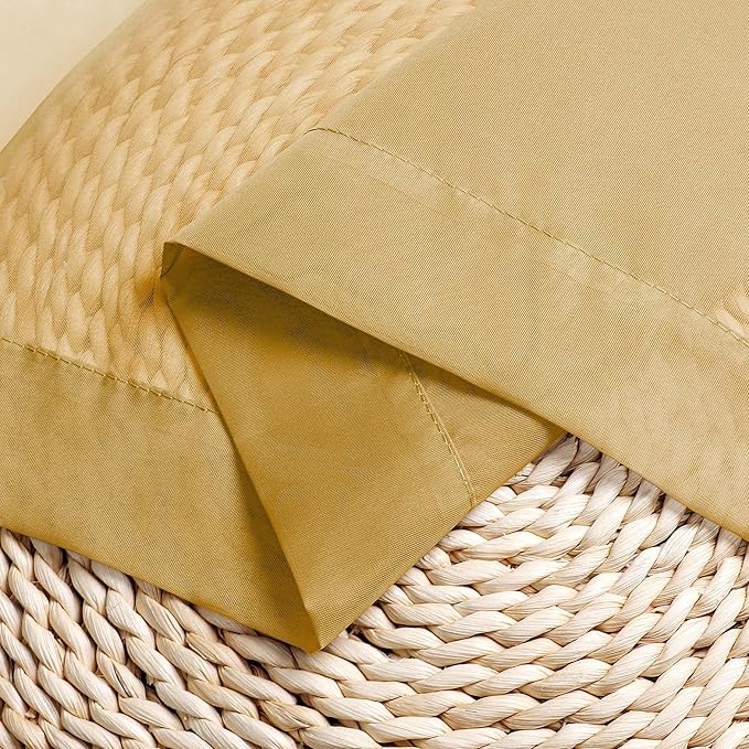 Chyhomenyc Gold Sheer Curtains 30 inch Length 2 Panels, Light Filtering Voile Rod Pocket Short Window Curtians for Bathroom Living Room Farmhouse Small Windows, 42Wx30L inches