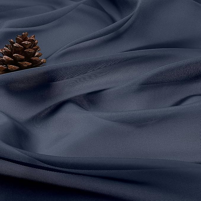 OWENIE Navy Blue Sheer Curtain 90 Inches Long 2 Panels Set, Solid Filmy Drapes for Living Room Bedroom, Elegant Window Voile Sheer Curtain Panels Drapes, 2 Pcs, Each 59" Wx90 L Inch