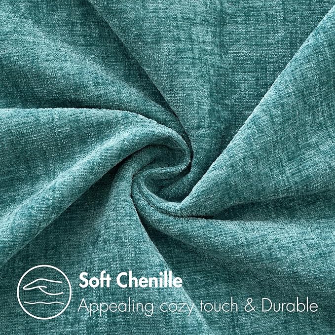 MIULEE Pack of 2 Couch Throw Pillow Covers 22x22 Inch Soft Teal Chenille Pillow Covers for Sofa Living Room Solid Dyed Pillow Cases