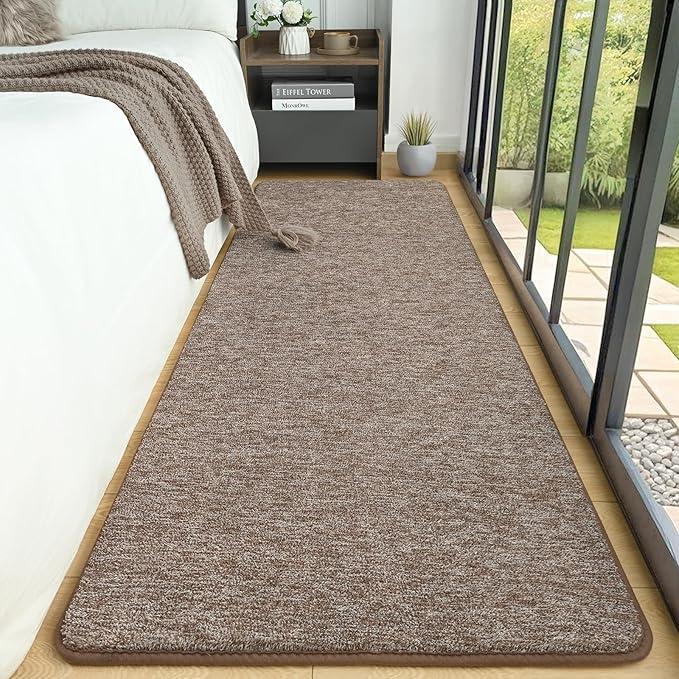 AROGAN Washable 2x8 Runner Rug for Hallway, Long Runner Rugs wtih Soft Memory Foam for Bedroom, Non Slip Backing Carpet Runners for Hallways, Kitchen, Bathroom, Entryway Home Decor, Matte Brown