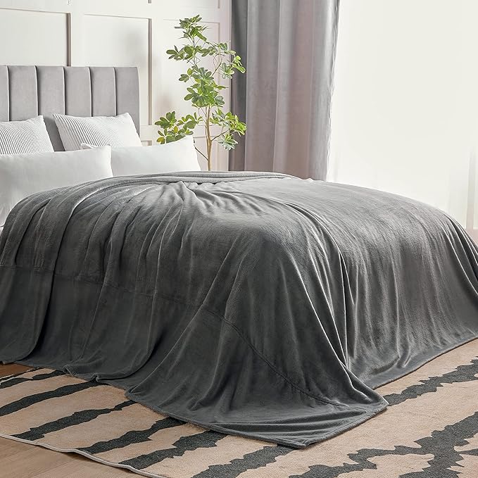 BEDELITE Big Fleece Blanket - 120" x 120" (10' x 10'), Super Soft Fluffy Fuzzy Oversized King Blanket for Bed, Couch, Sofa, Camping, Fits Whole Family, Grey