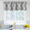 Beauoop Lattice Blackout Window Valance Curtain Panels Thermal Insulated Noise Reduction Drapes for Kitchen Cafe Living Room Quatrefoil Window Treatment Sets Rod Pocket, 50W x 18L, Gray, 1 Panel