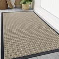 Smiry Front Door Mat Outside Entrance, Heavy Duty Natural Rubber Doormat, Non Slip, Trap Dirt and Moisture, Easy Clean, Low Profile Welcome Floor Mats for Indoor Outdoor Entry, 47x32 Inch, Beige