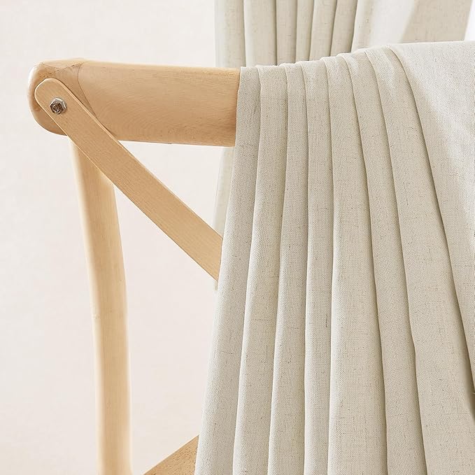 NICETOWN Natural Thick Linen Full Blackout Curtains for Living Room and Bedroom, W52 x L96, 2 Panels Bronze Grommet 2 Layers Window Treatment with White Liner Privacy Protection Sound Blocking